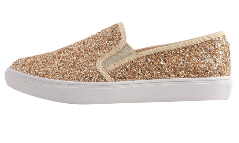 FEVERSOLE Women's Fashion Slip-On Sneaker Casual Flat Loafers Gold Size 8.5 M US - Image 3